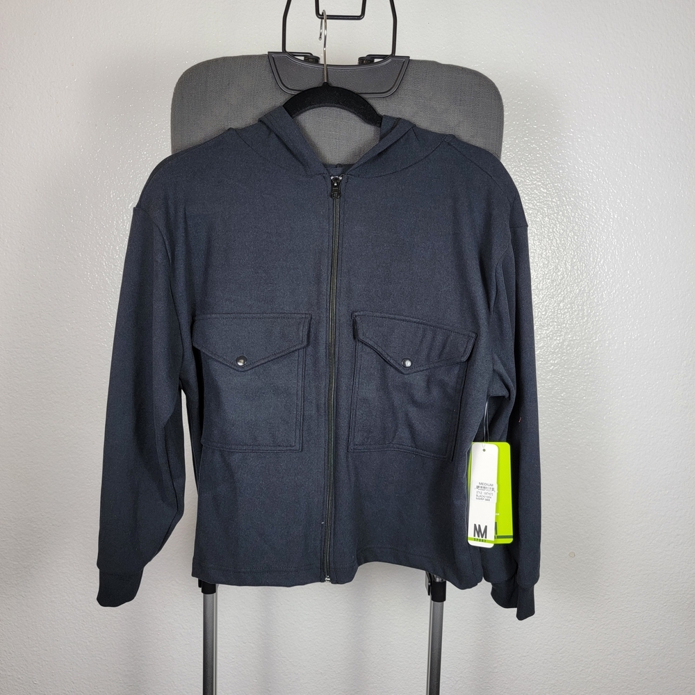 Nicole Miller Black‎ Zip Up Hoodie With Two Front Pockets Size M